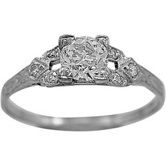 Art Deco .52 Carat Diamond Platinum Engagement Ring