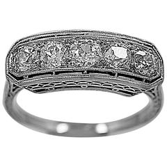 Art Deco 1.00 Carats Diamonds Platinum Engagement Ring 