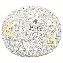 Large 12 Carats Diamonds Gold Dome Ring