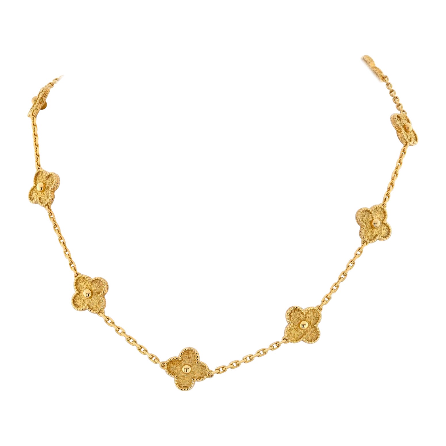 Van Cleef & Arpels 18K Yellow Gold 10 Motif Alhambra Necklace