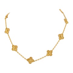 Van Cleef & Arpels 18K Yellow Gold 10 Motif Alhambra Necklace