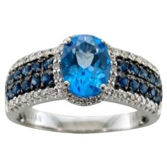 Le Vian Ring Featuring Ocean Blue Topaz, Blueberry Sapphire Vanilla Diamonds