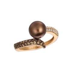 Grand Sample Sale Ring Featuring Chocolate Pearls Chocolate Diamonds