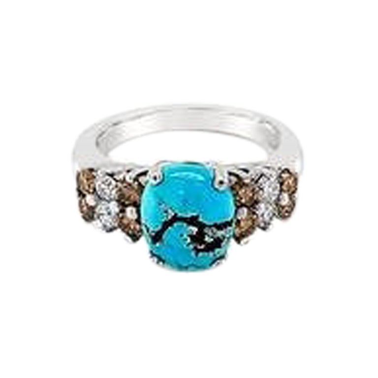 Le Vian Ring Featuring Robins Egg Blue Turquoise Chocolate Diamonds, Vanilla For Sale