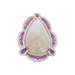 Le Vian Chocolatier Ring featuring Neopolitan Opal, Passion Ruby Chocolate 