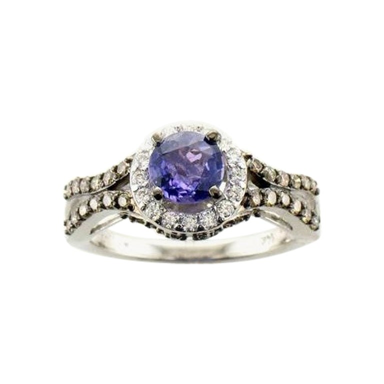 Le Vian Bridal Ring featuring Purple Sapphire Chocolate Diamonds , Vanilla  For Sale