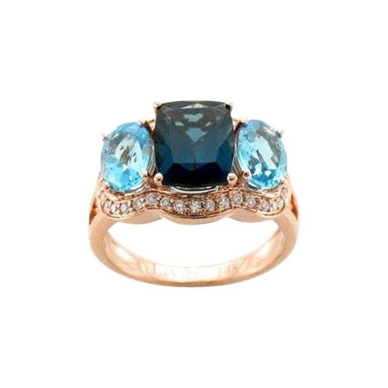 Le Vian Ring Featuring Deep Sea Blue Topaz, Blue Topaz Vanilla Diamonds Set For Sale