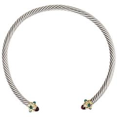 David Yurman Chrysoprase Garnet Sterling Silver Gold Necklace