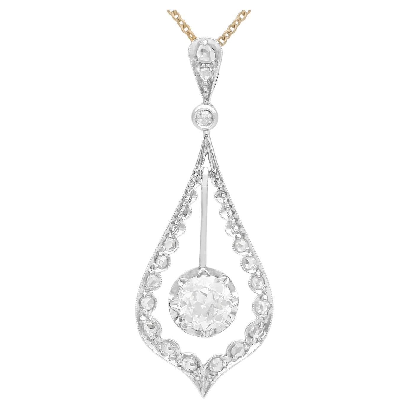 Pendentif ancien en or jaune et or blanc serti de diamants, c. 1910 en vente