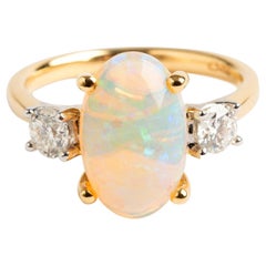 Oval and Opal Diamond Ring, Oval Cut 'Est 2.64 Carat', Diamond 'Est .24 Carat'
