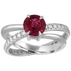 Pink Tourmaline Diamond Gold Spin Ring 9