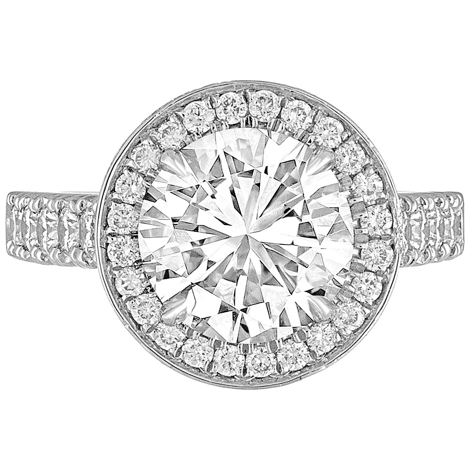 GIA Certified 3.01 Carats I VS1 Diamond Platinum Ring