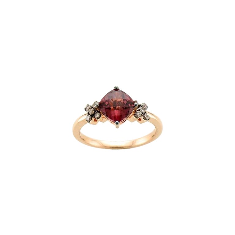 Le Vian Chocolatier Ring Featuring Raspberry Rhodolite Chocolate Diamonds Set For Sale