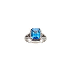 Grand Sample Sale Ring Featuring Ocean Blue Topaz Chocolate Diamonds