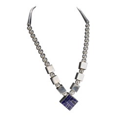 Vintage Ray Tracey Knifewing Navajo Sterling Silver & Lapis Lazuli Necklace