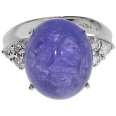 Vintage 1980s Tanzanite Diamonds Gold Ring