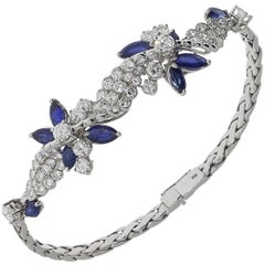 1980s Sapphire Diamond Gold Bracelet