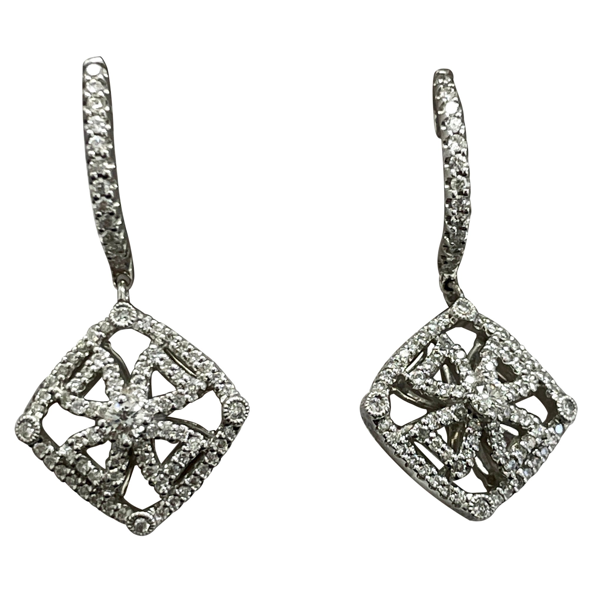 0.68 Carat Diamond & White Gold Earrings For Sale