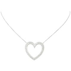 Vintage Tiffany & Co. Gorgeous 1.50 Carats Diamonds Platinum Large Double Heart Necklace