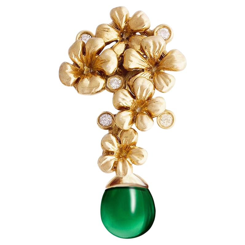 Broche Transformer Flor de Oro Amarillo de Dieciocho Quilates con Diamantes