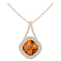 GIA Certified Natural Yellowish Orange Zircon Pendant in Rose Gold