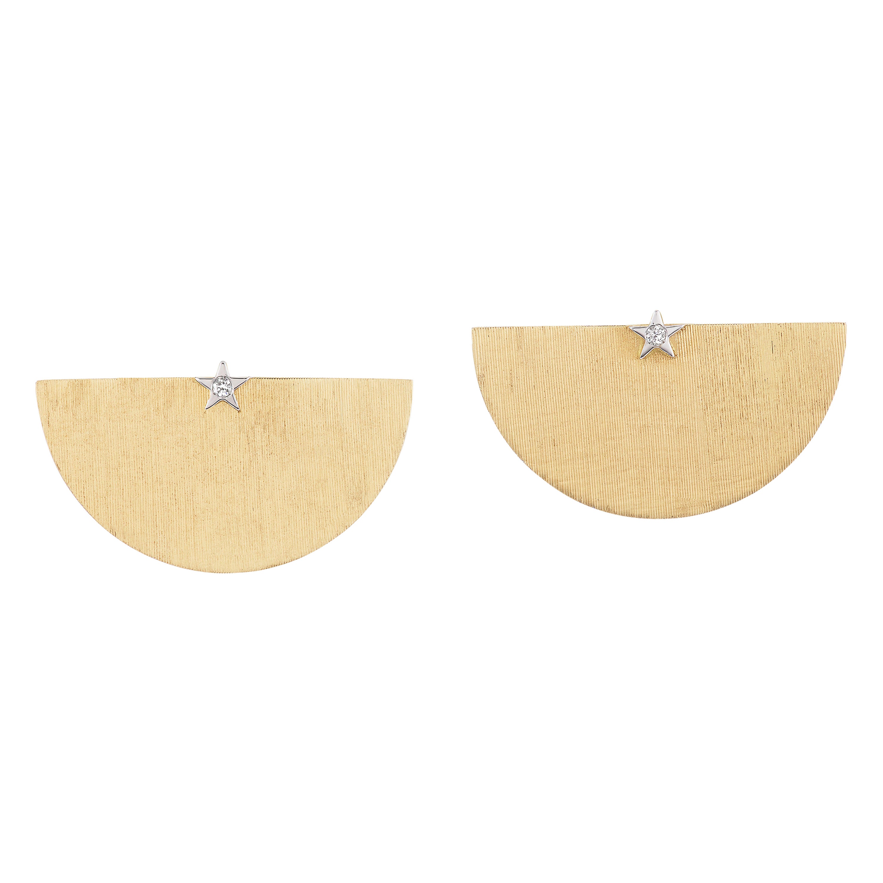 Ora Half an Hour Earrings in 18kt Yellow Gold with a Silk Finishing and Diamonds For Sale