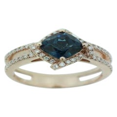 Le Vian Ring Featuring Deep Sea Blue Topaz Vanilla Diamonds Set in 14K