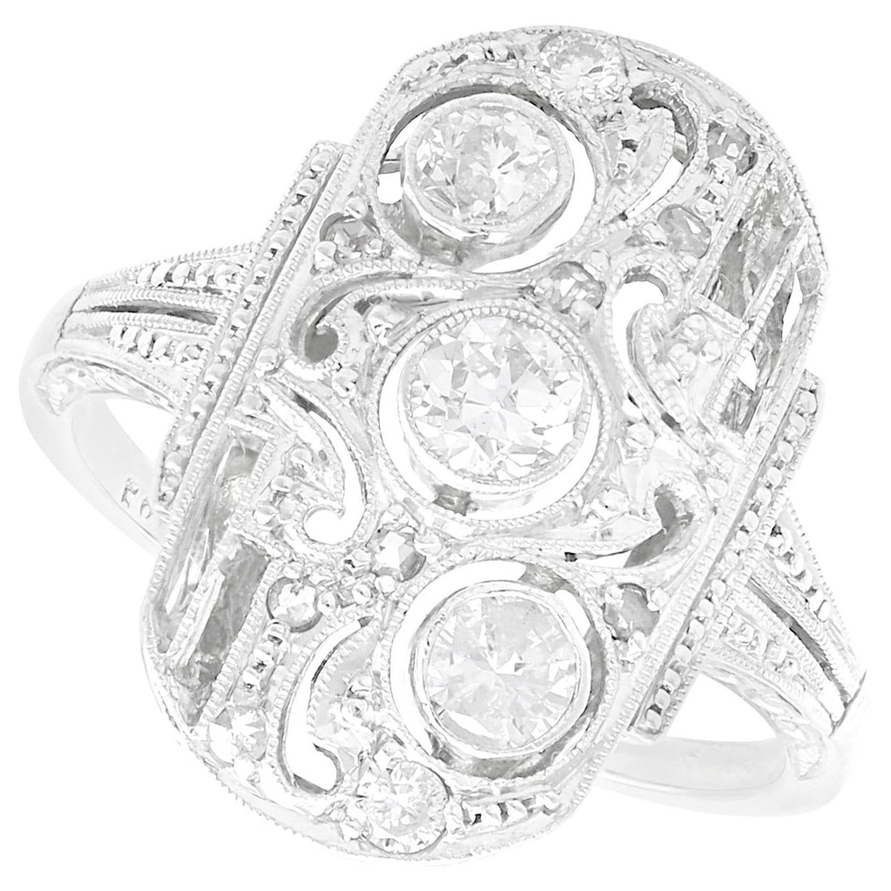 Art Deco 0.66 Carat Diamond and 14 Carat White Gold Dress Ring