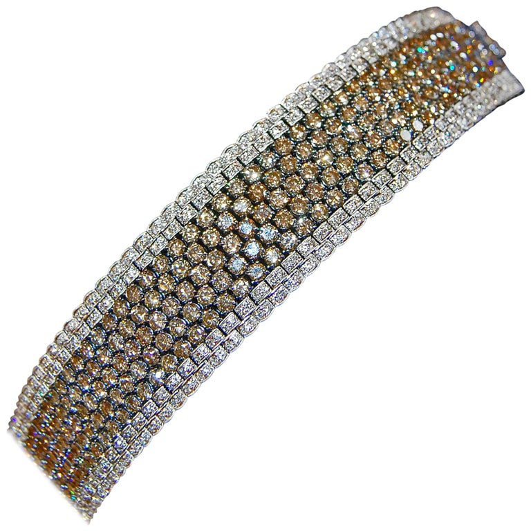 Fancy Color Cognac Diamond Bracelet For Sale
