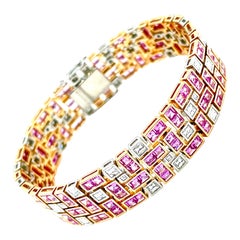 Robert Procop 13.97 Carat Square Cut Pink Sapphire and Diamond Bracelet