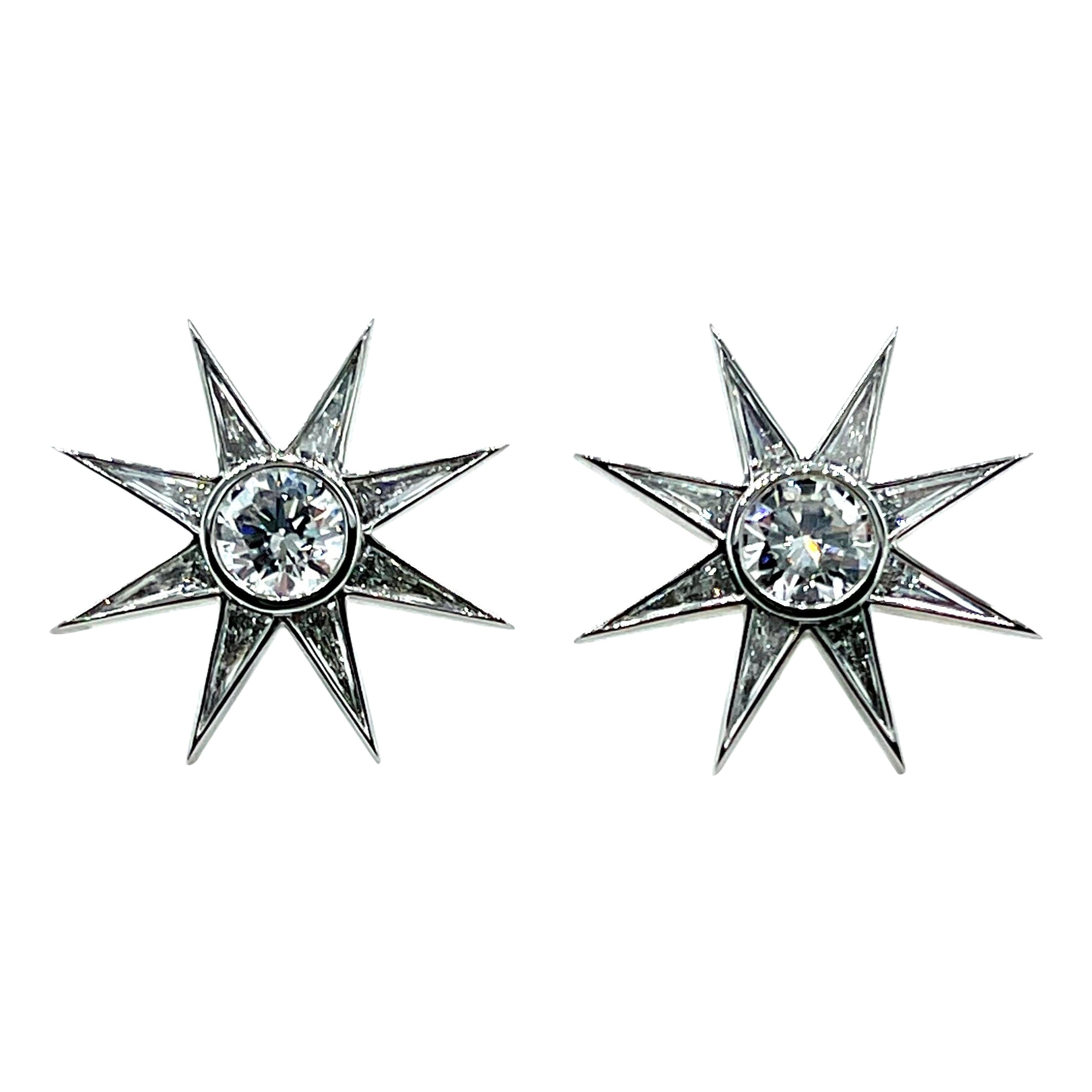 Robert Procop 1.57 Carats Diamond Luminous Twinkle Star Platinum Earrings For Sale