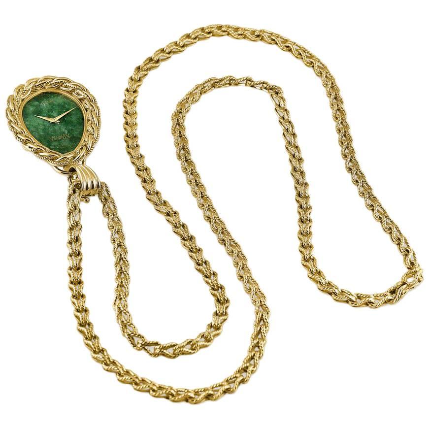 Piaget Van Cleef & Arpels Yellow Gold Nephrite Necklace Watch