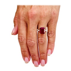 Anello con diamante di rubino naturale in oro 14k W 8,4 TCW certificato