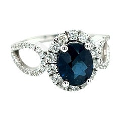 Natural Sapphire Diamond Ring Size 6.25 14k W Gold 2.93 TCW Certified