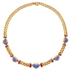 Bvlgari, 18K Gold Sapphire Ruby Necklace