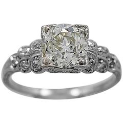 Art Deco 1.35 Carat Diamond Platinum Engagement Ring 9