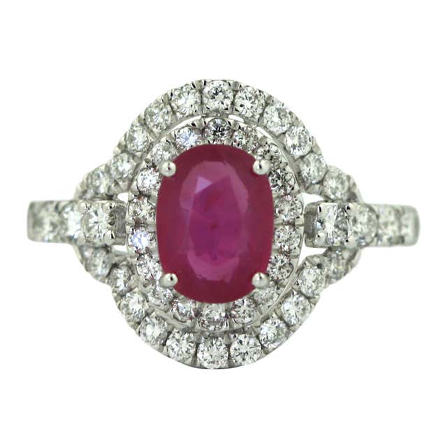 Gem Ruby Diamond Platinum Ring For Sale at 1stDibs