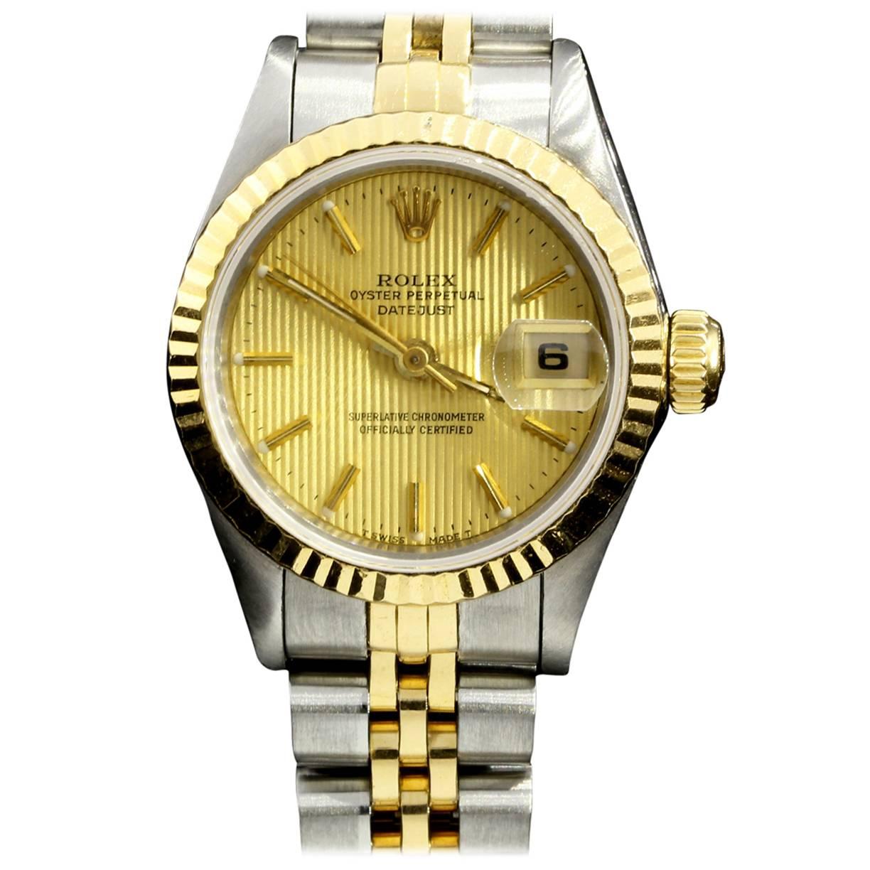 Rolex Ladies Yellow Gold Stainless Steel Oyster Datejust Wristwatch