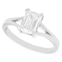 Bague solitaire vintage en or blanc et diamant de 1,21 carat