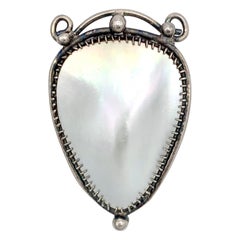 Antique Art Nouveau Mother of Pearl Silber Brooch Pendant