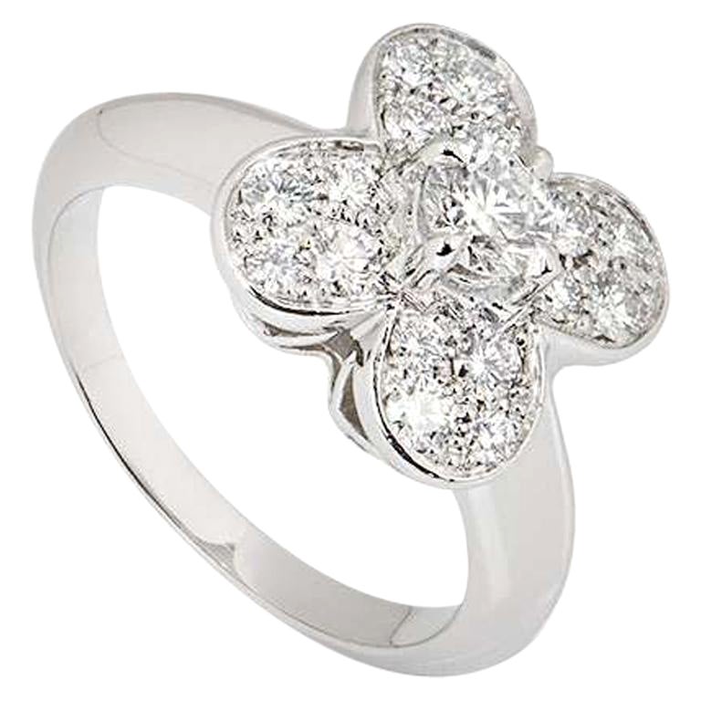 Van Cleef & Arpels White Gold Diamond Alhambra Ring