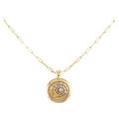 AnaKatarina Yellow Gold and Diamond 'Creativity' Signet Pendant Necklace