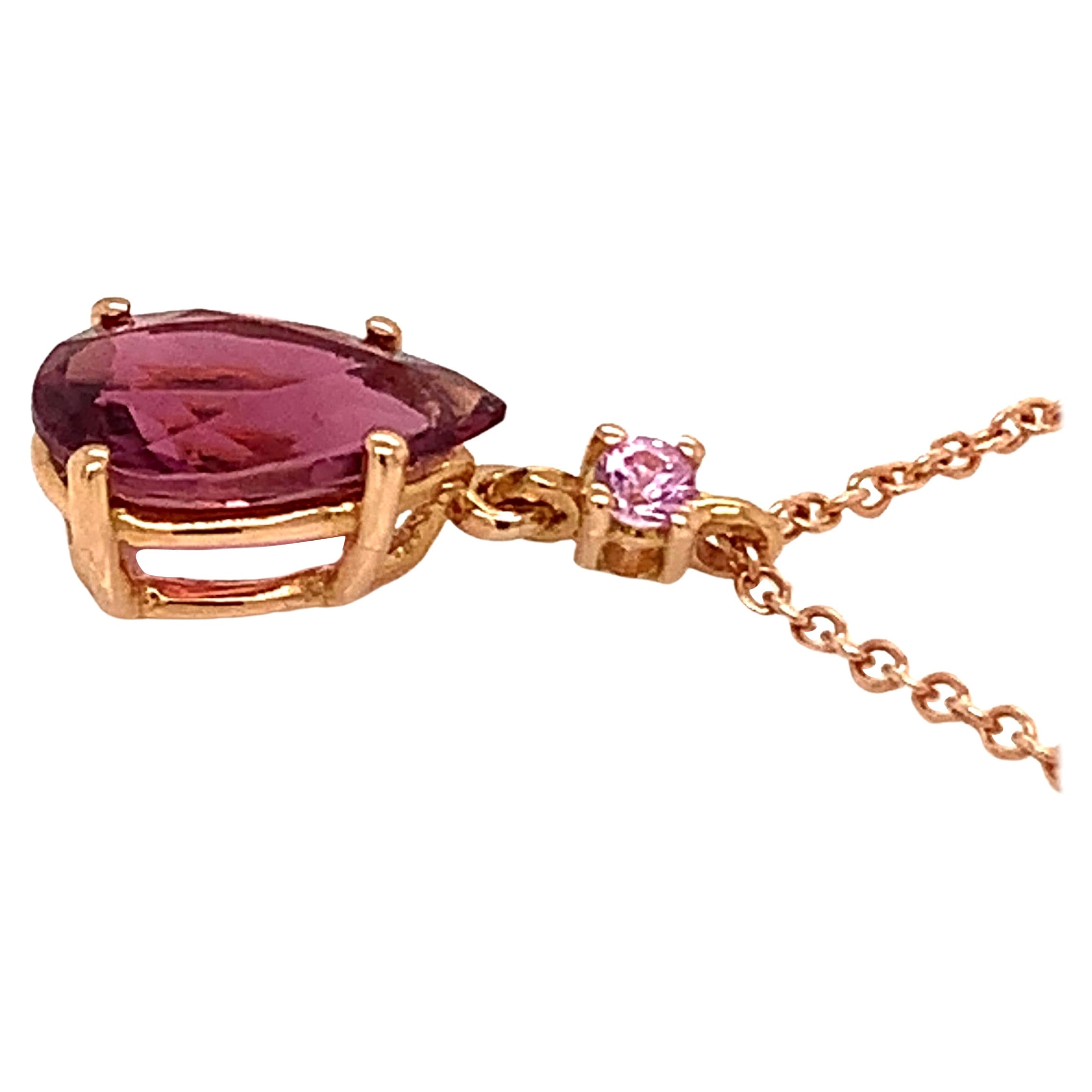 18 Karat Rose Gold Pink Tourmaline Garavelli Pendant with Chain