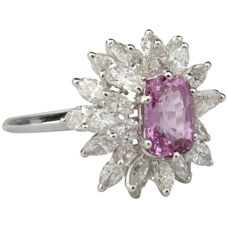 Sterlé Paris Pink Sapphire Diamond Platinum Ring