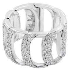 Damiani Damianissima Anello a fascia larga con diamanti da 1,50cttw in oro bianco 18 carati