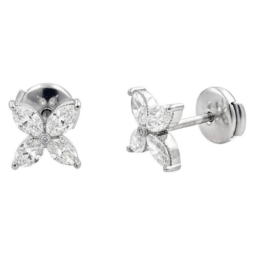 Rachel Koen 1.22cttw Diamond Stud Earrings Marquise Cut Platinum