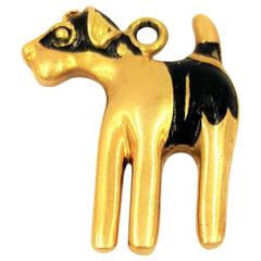 Vintage 1960s Cartier Adorable Black Enamel Gold Dog Charm for Charm Bracelets