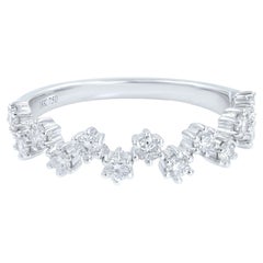 Rachel Koen Unique Diamond Diagonal Pattern Ring 18K White Gold 0.43Cttw