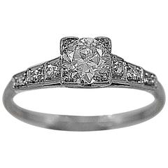 Art Deco .52 Carat Diamond Platinum Engagement Ring