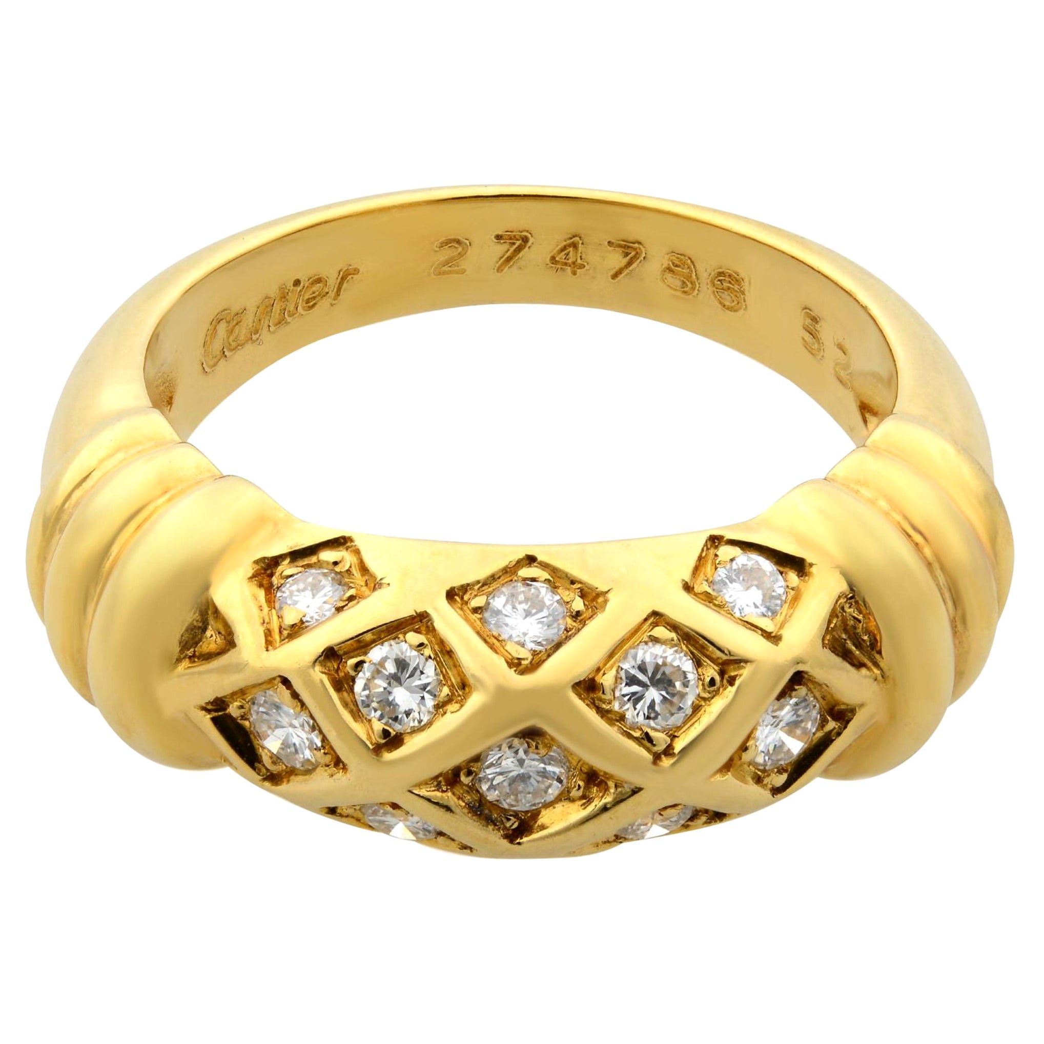 Vieille bague diamant Cartier en or jaune 18 carats 0.20 Cttw En vente sur  1stDibs